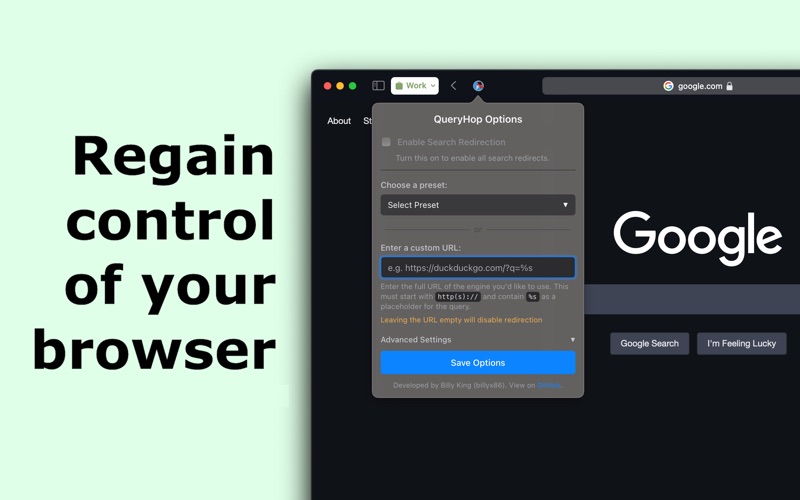 QueryHop - Search Redirector app screenshot