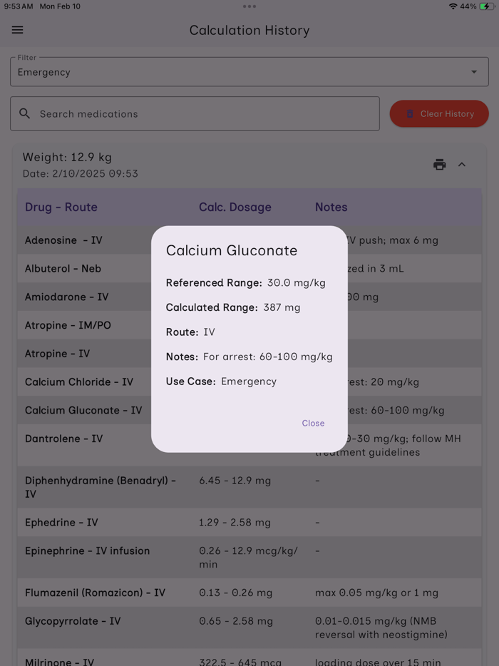 Pediatric Anesthesia Calc