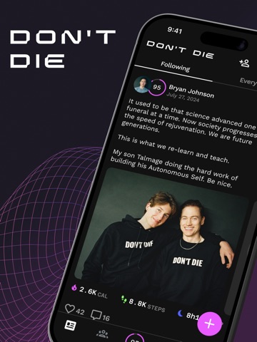 Don't Die - Bryan Johnson iPad screenshot