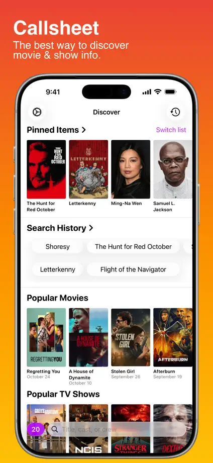 Callsheet, App Store screenshot 1