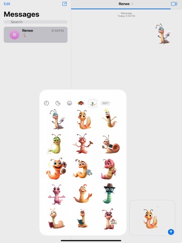 Super Witty Worm Stickers iPad screenshot
