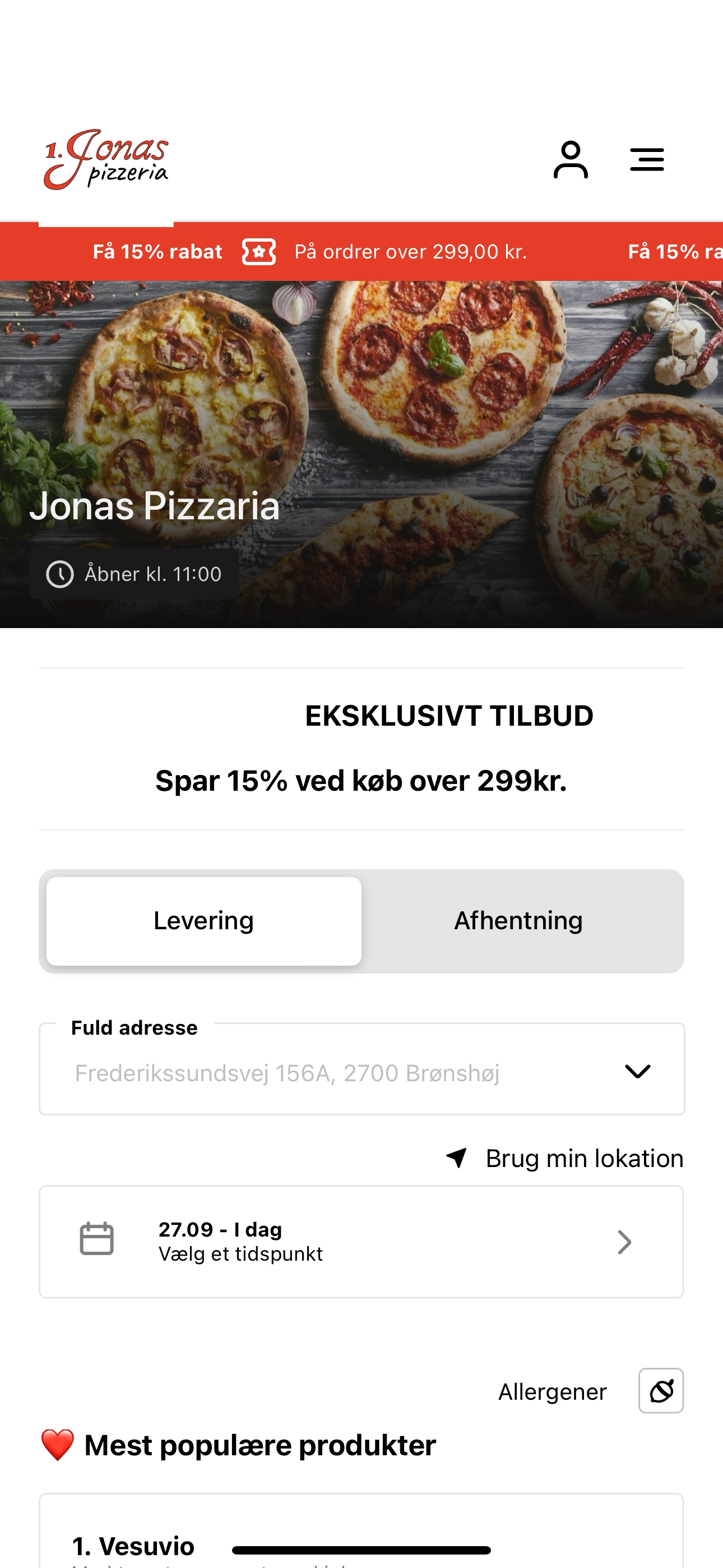 Jonas Pizzeria 2700 DK