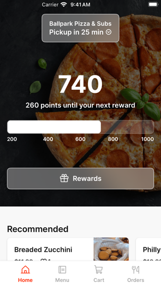 Ballpark Pizza & Subs iPhone screenshot 1 - Food & Drink app