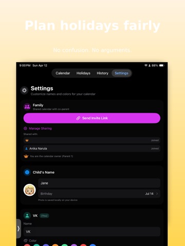 Duet Co-parent Calendar ipad screenshot 4