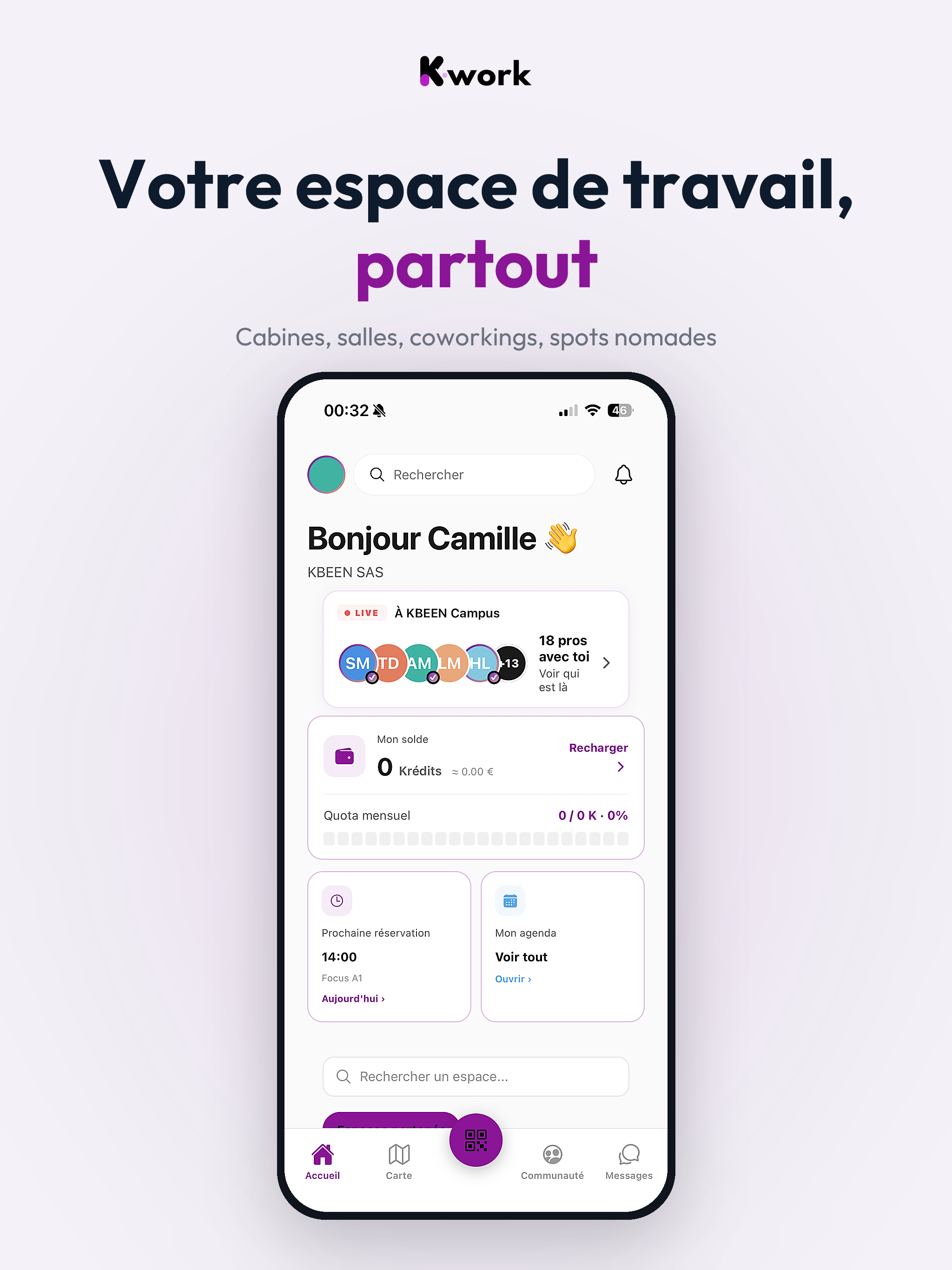 K-work : Réservez vos espaces