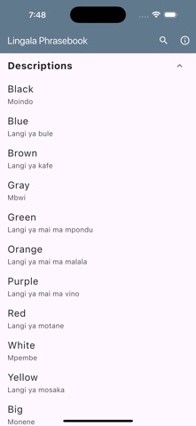 Lingala Phrasebook iPhone screenshot
