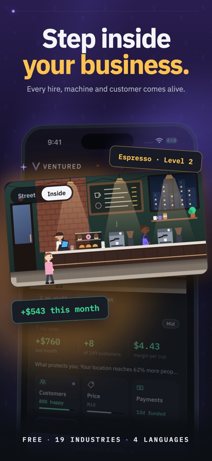 #1. Ventured: Business Simulator (iOS) De: MAKSYM BABIN