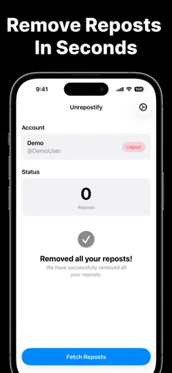 Captura de pantalla de Social Automation: Unrepostify en iPhone 3