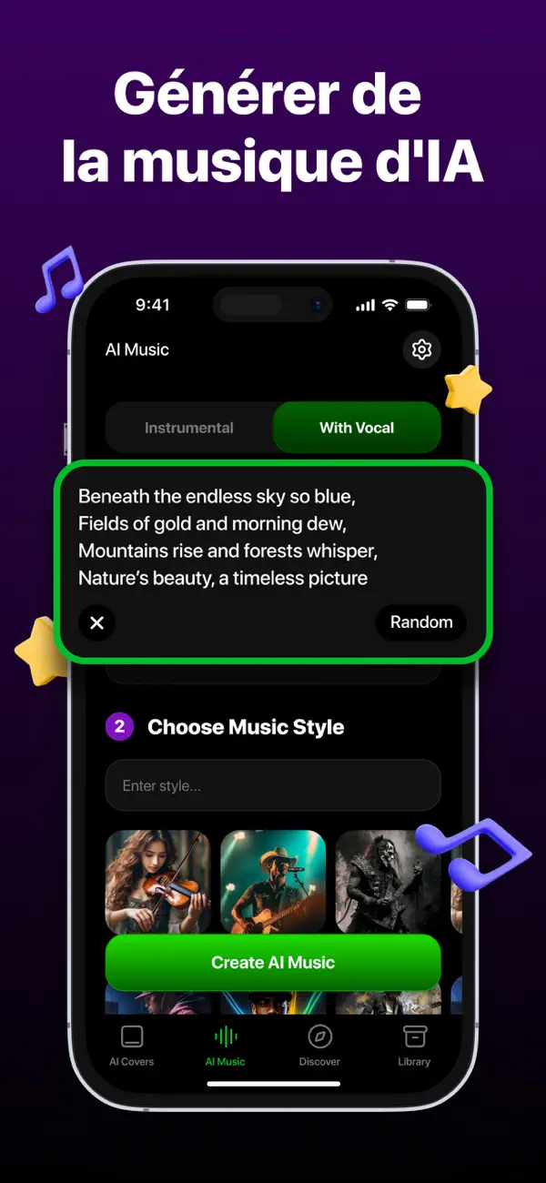 Screenshot #1 pour AI Music Generator + Songs