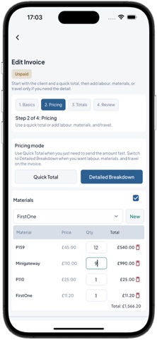 Virgol Invoicing for Tradesmen screenshot