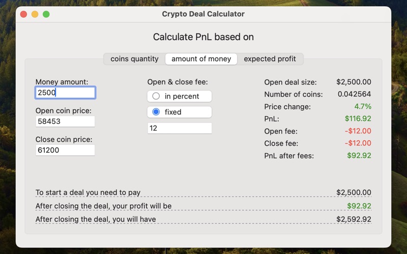 Crypto Deal Calculator Screenshot