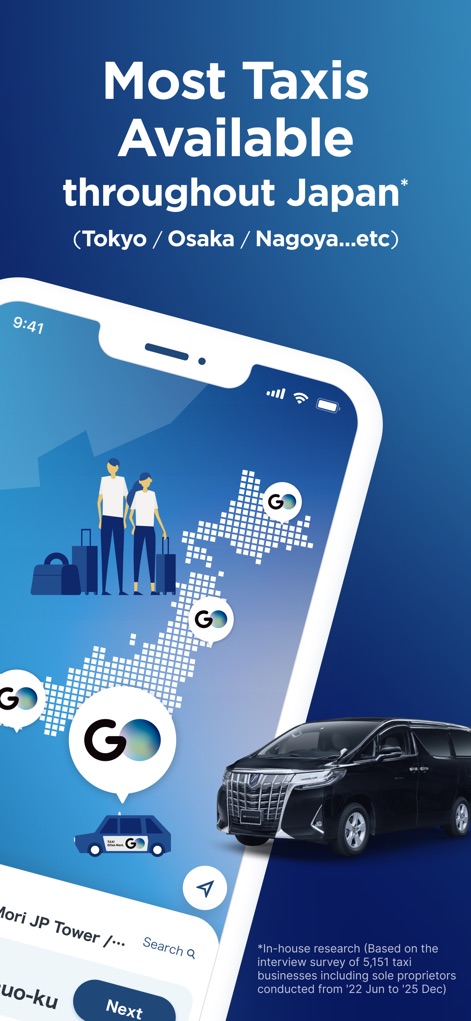 GO / Taxi app for Japan - Couverture Nationale Étendue