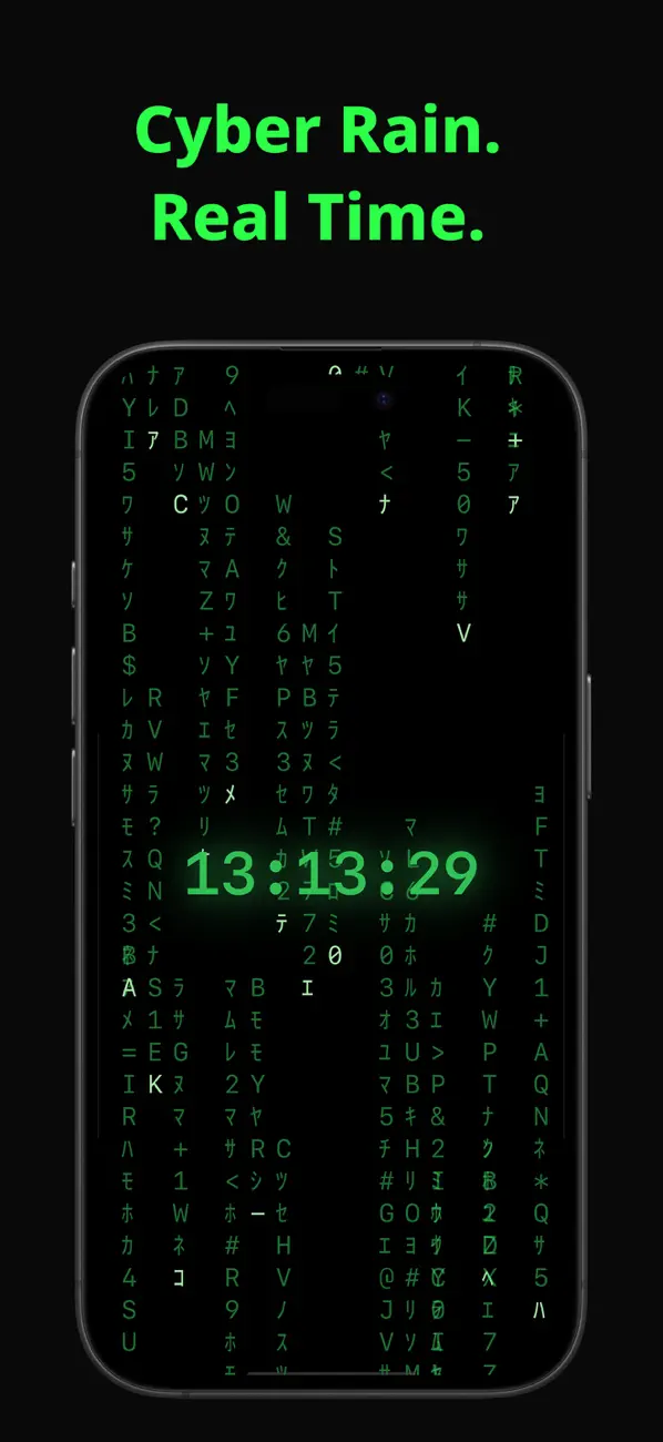 #1. Code Rain Clock (iOS) di: kohei yamane