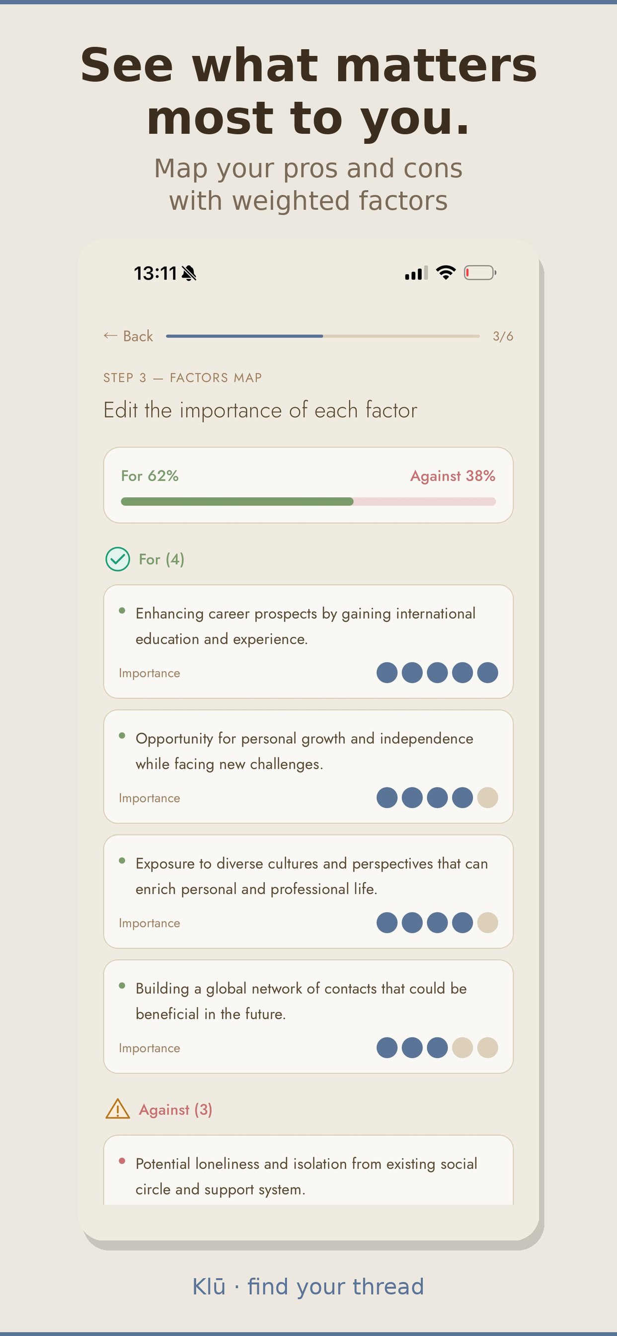 Klū: Decision Journal screenshot 3