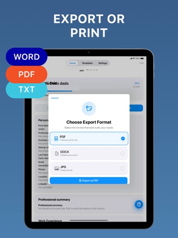 AI Resume Builder, CV Maker iPad screenshot