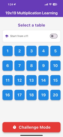 19x19 multiplication table Screenshot 1 of 4
