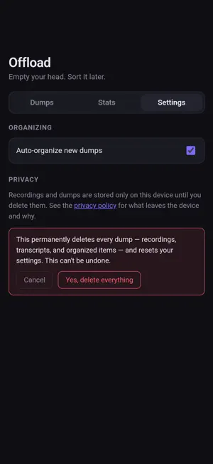 Offload: brain dump to tasks screenshot 3