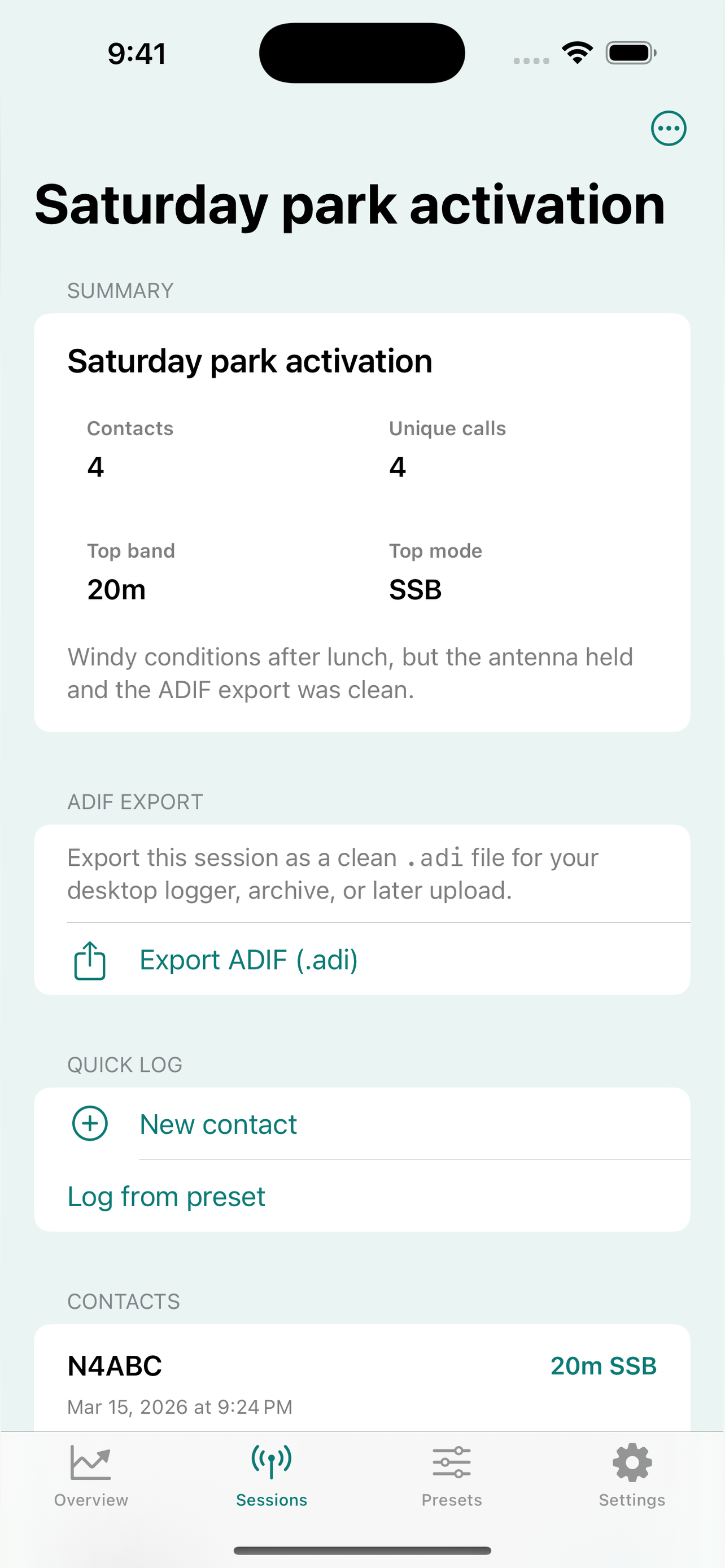 Ham Field Log