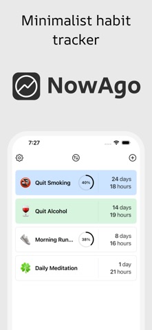 NowAgo – Habit & Quit Tracker iPhone screenshot