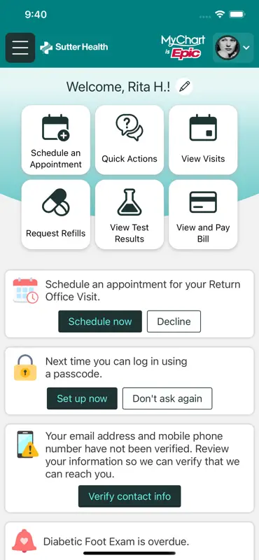Sutter Health My Health Online screenshot 3 of 6
