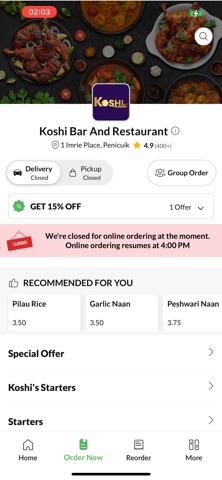 Koshi Bar And Restaurant iPhone screenshot