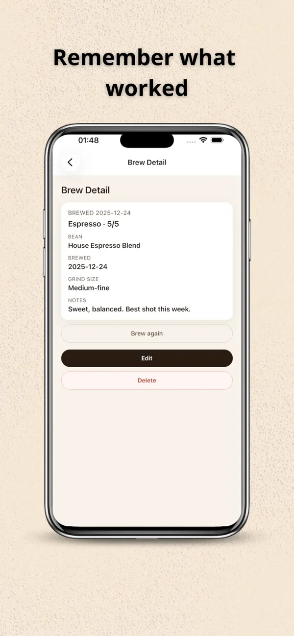 Screenshot #3 pour BrewDial – Coffee Log