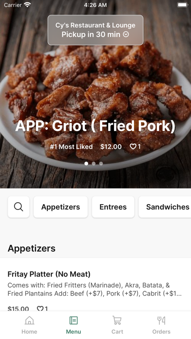 Cy's Restaurant & Lounge iPhone screenshot 2 - Food & Drink app