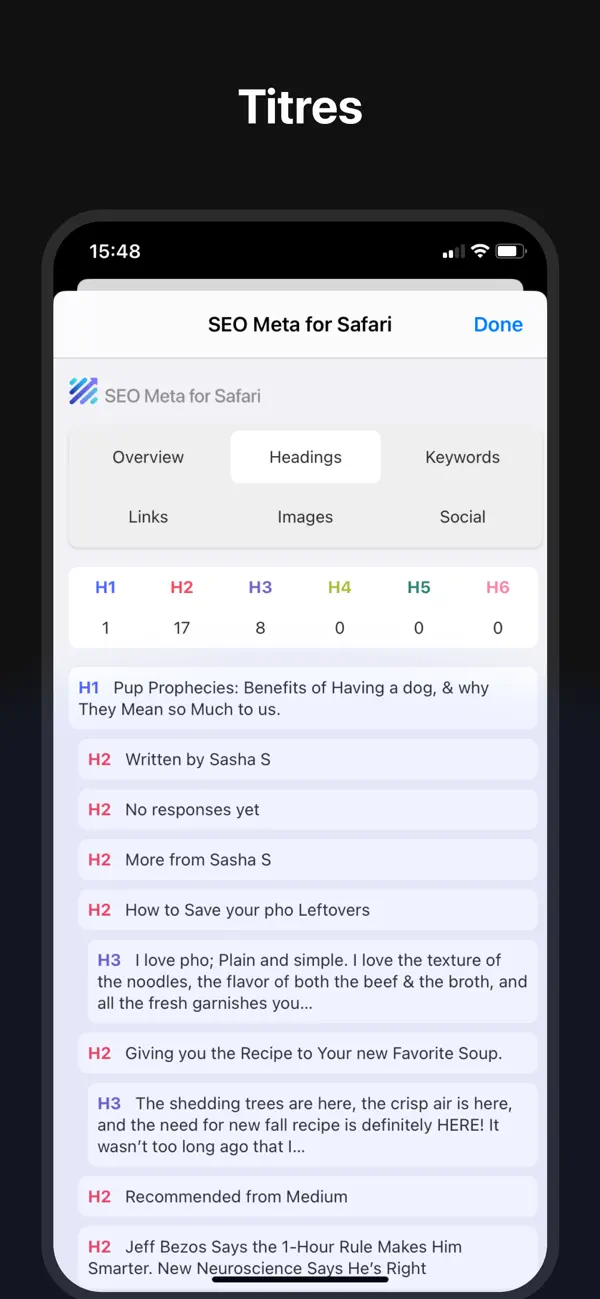 Screenshot #2 pour SEO Meta for Safari