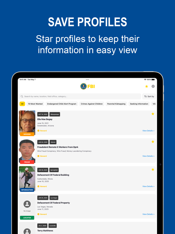 FBI Wanted iPad screenshot 4 - Reference app