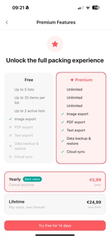 Smart Packing List screenshot