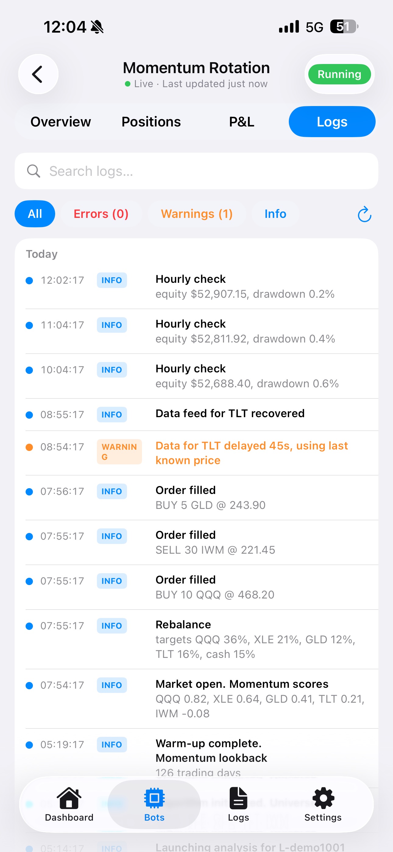 Screenshot 6 of Heartbeat: Algo Bot Monitor