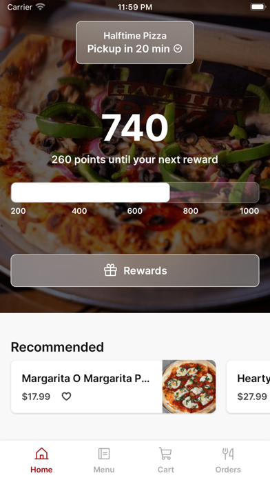 Halftime Pizza iPhone screenshot 1 - Food & Drink app