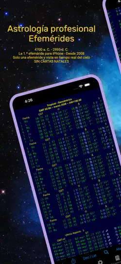 Captura de pantalla de IPhemeris Astrología Efeméride en iPhone 1