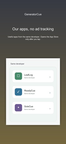 GeneratorCue Generator Care iPhone screenshot