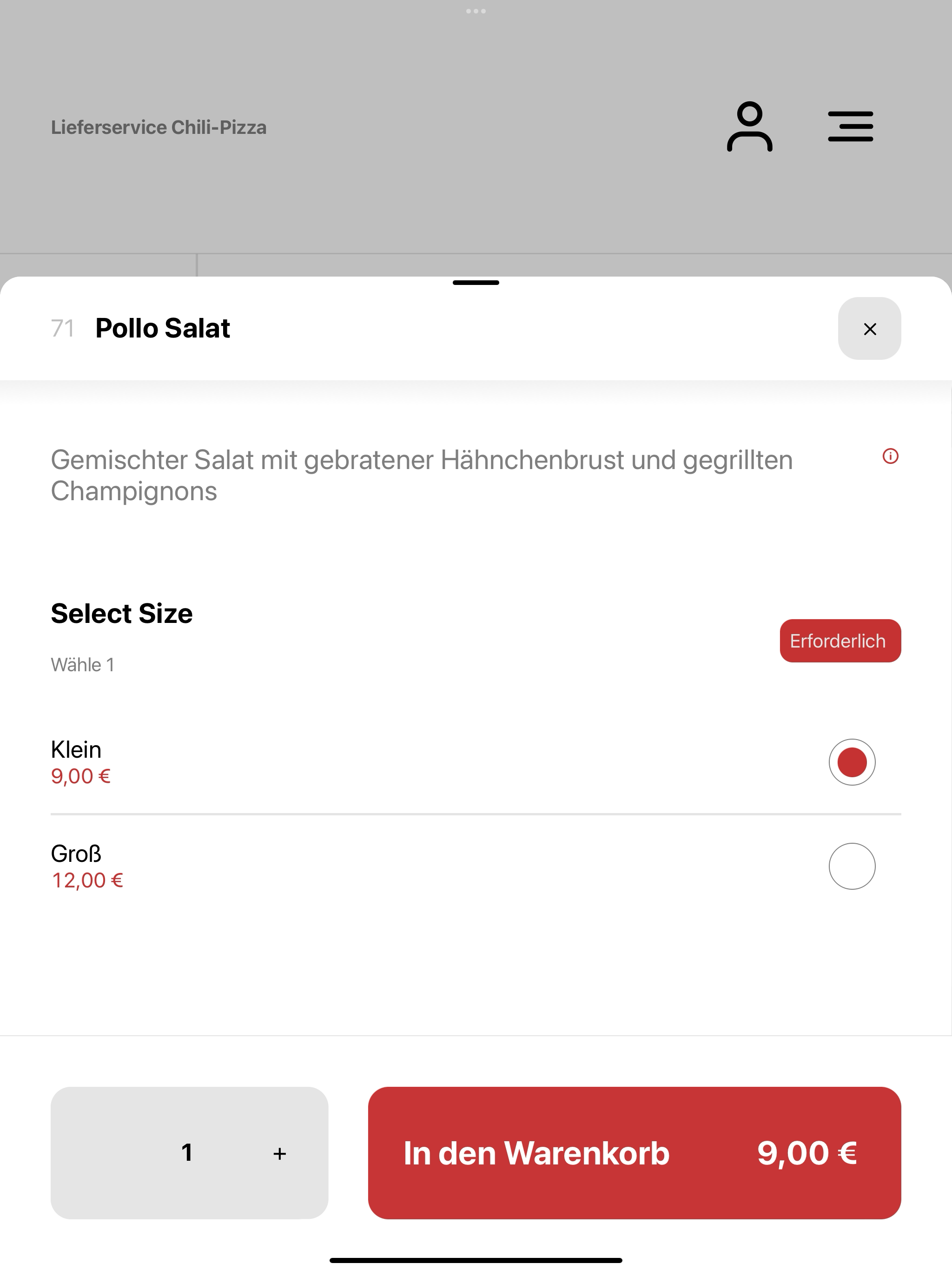 Lieferservice Chili-Pizza