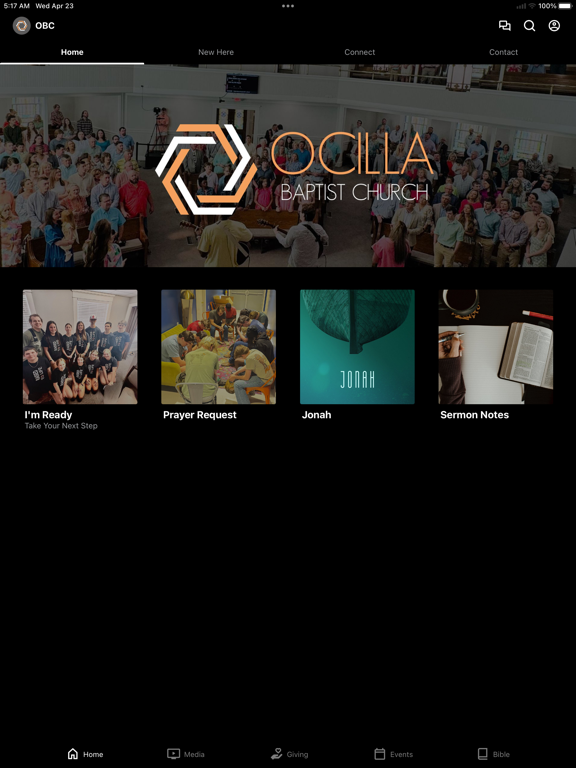 Ocilla Baptist iPad screenshot 1 - Education app