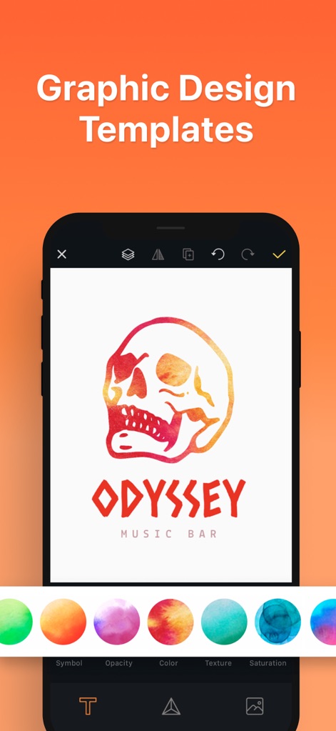 Boon: AI Logo Maker & Design - Nutzer können bestehende Logo-Designs anpassen, wie am Beispiel des Totenkopf-Logos zu sehen, und dabei aus einer breiten Palette an Farben und Texturen wählen, um einzigartige Effekte zu erzielen.