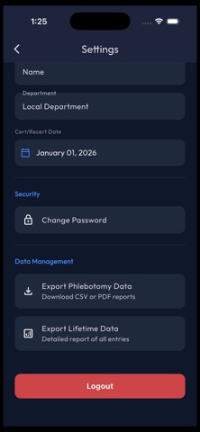 LE Phlebotomy Tracker iPhone screenshot