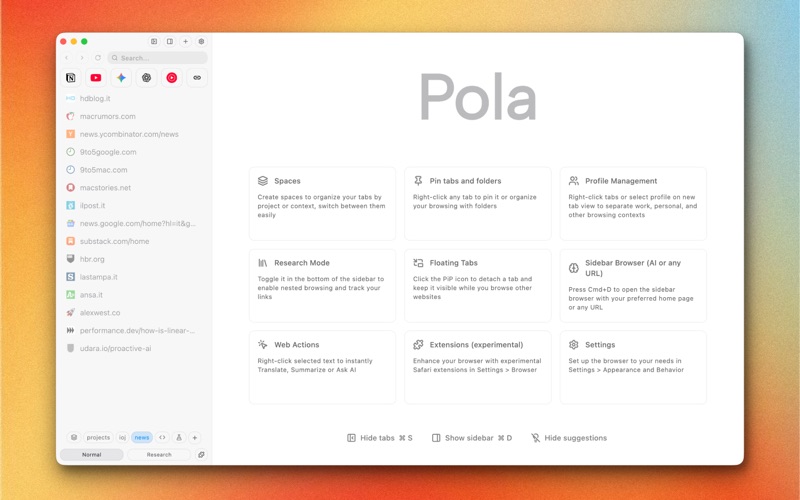 Pola Browser iPhone screenshot