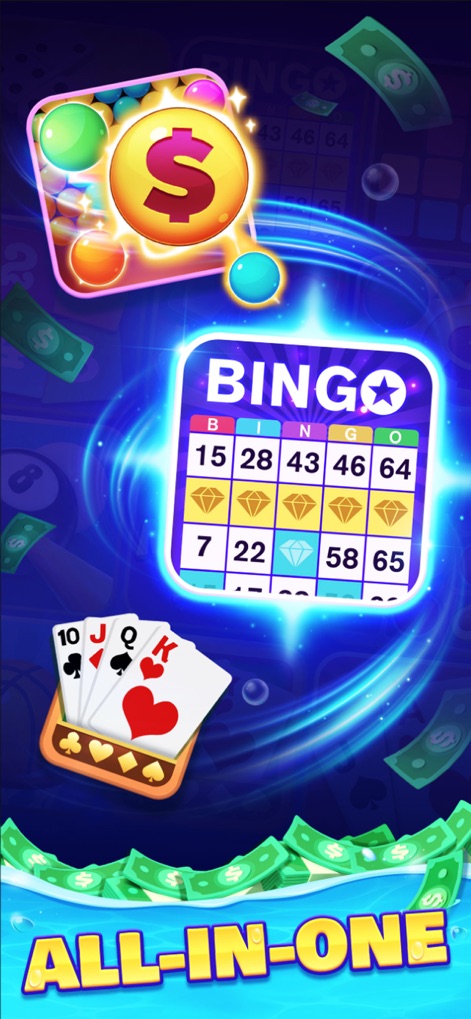 Pocket7Games: Win Cash - Discover the app's all-in-one gaming platform, featuring popular titles like Bingo and classic card games in a single interface.