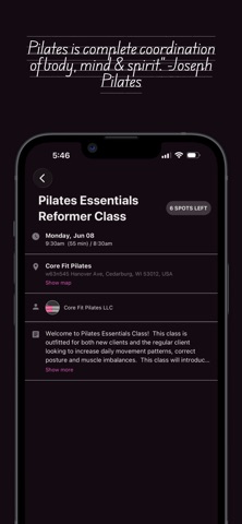 Core Fit Pilates LLC iPhone screenshot