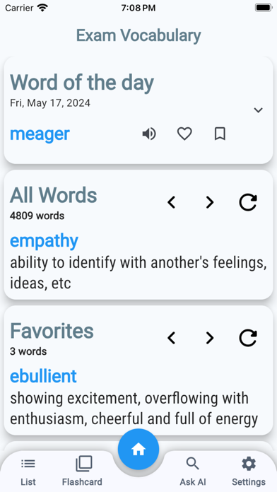 Exam Vocabulary Screenshot