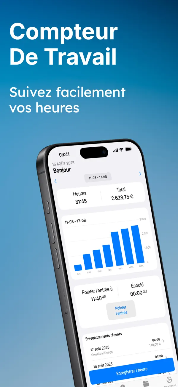Screenshot #1 pour Chrono Heures: Suivi Travail