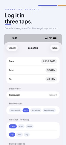 Drivetally: Teen Driving Log iPhone screenshot