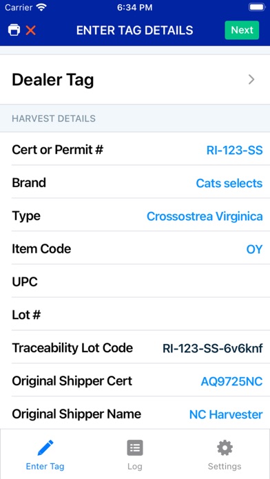Screenshot #1 pour BlueTrace Tag Printing