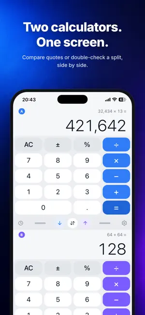 Twin Calc: Two Calculators screenshot 1