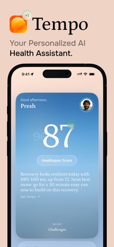 Tempo: AI Health Assistant iPhone screenshot