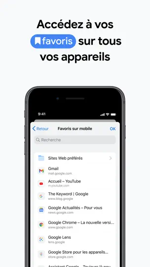Capture d'écran de Google Chrome sur iPhone 9