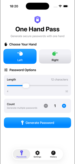 OneHandPass Screenshot 1 of 5