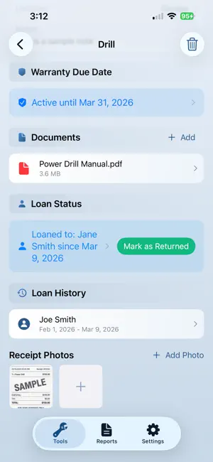 BenchBinder: Tool Inventory screenshot 4